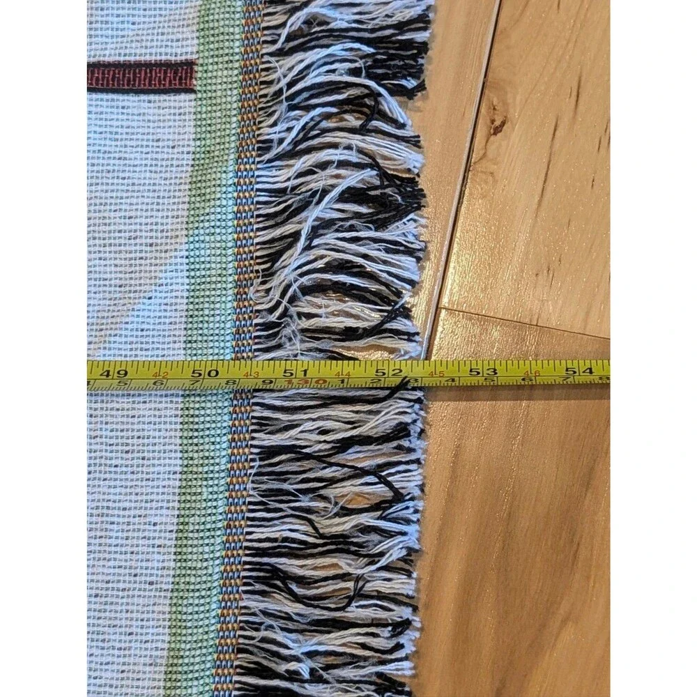 Vintage Baby Blessing Woven Tapestry Throw Blanket 38x52 Fringe Stork Nursery